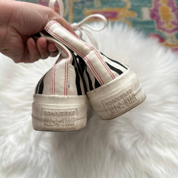 Zebra Hi-Top Platform Converse w/ Red Heart Logo - Picture 6 of 8